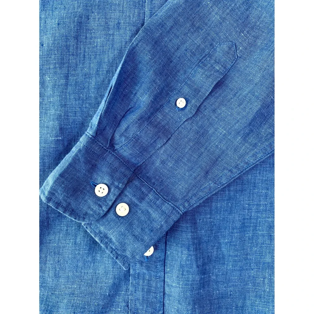 Charles Tyrwhitt Mens Pure Linen Slim Fit Shirt Cornflower Blue XXL $139 - Picture 12 of 16